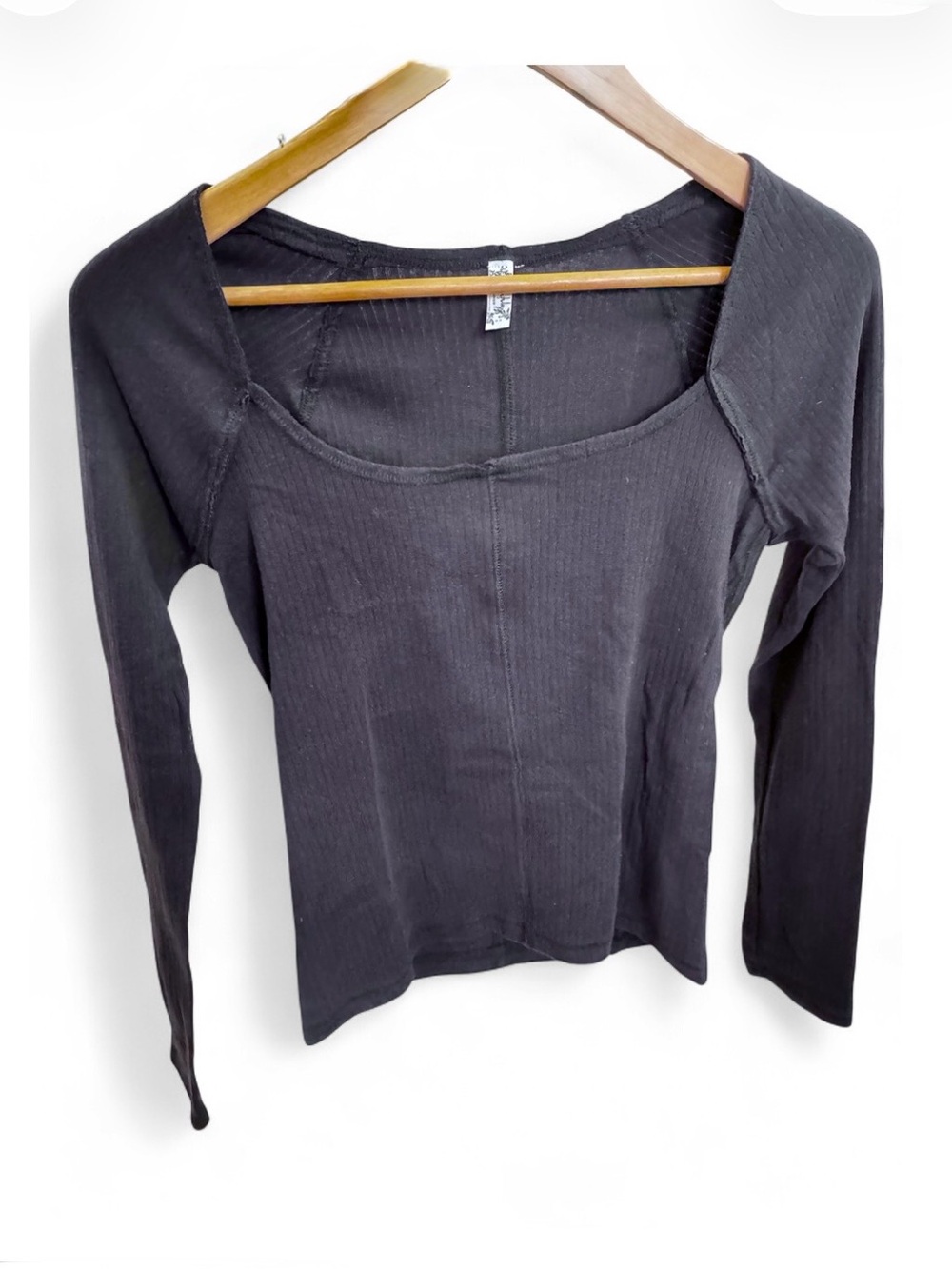 Free People Black Square Neck Long Sleeve Top Women’s Size M
